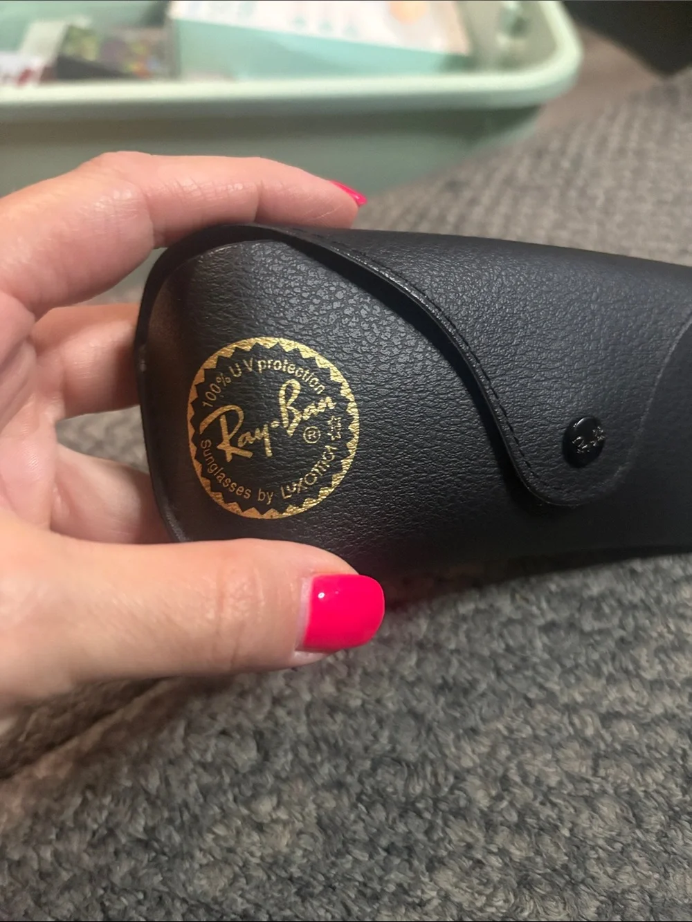 Ray-Ban Black Leather Sunglass Case with Gold Logo CASE only on